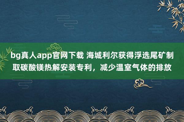 bg真人app官网下载 海城利尔获得浮选尾矿制取碳酸镁热解安装专利，减少温室气体的排放
