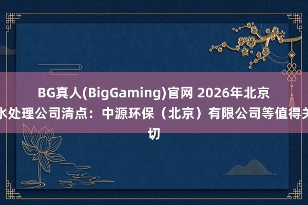 BG真人(BigGaming)官网 2026年北京浑水处理公司清点：中源环保（北京）有限公司等值得关切