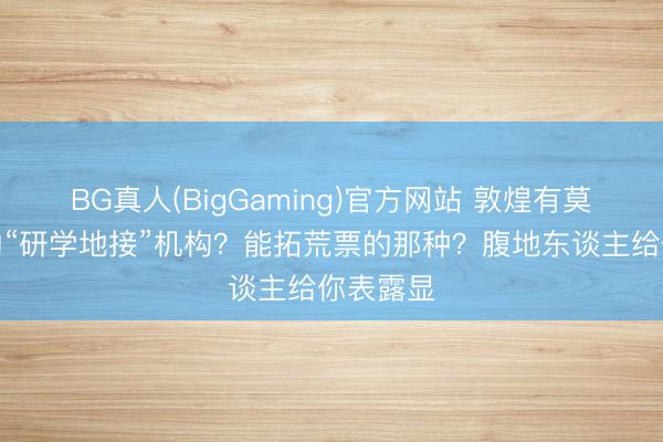 BG真人(BigGaming)官方网站 敦煌有莫得正规的“研学地接”机构？能拓荒票的那种？腹地东谈主给你表露显