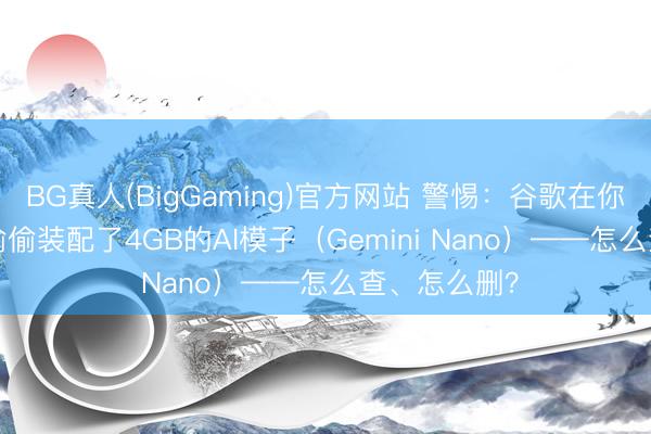 BG真人(BigGaming)官方网站 警惕：谷歌在你Chrome里偷偷装配了4GB的AI模子（Gemini Nano）——怎么查、怎么删？